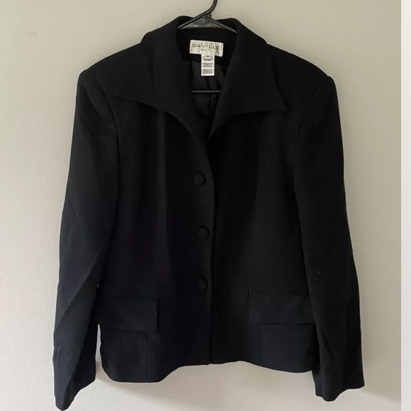 saville Jackets & Blazers - Vintage Saville Suit Pure Wool Black Button Up Retro Blazer Jacket Women's Sz 12